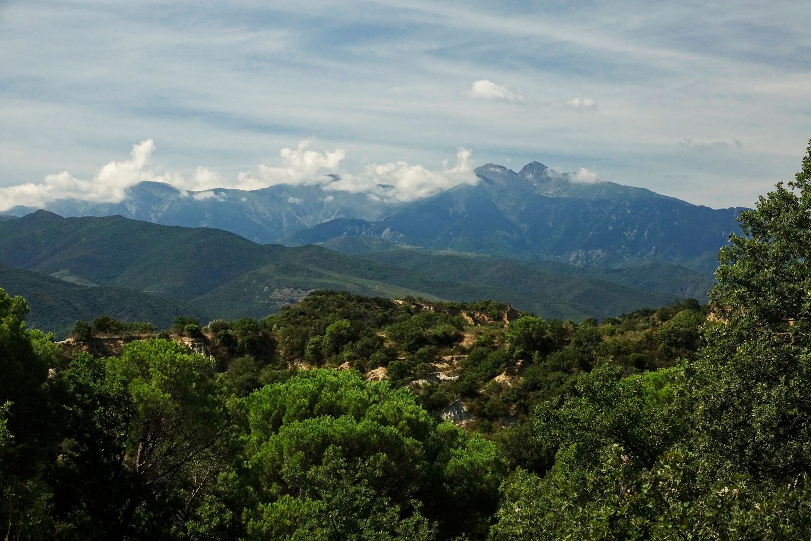 2018_08_16_Francie_ Ille-sur-Tet_pohled na masiv Canigou